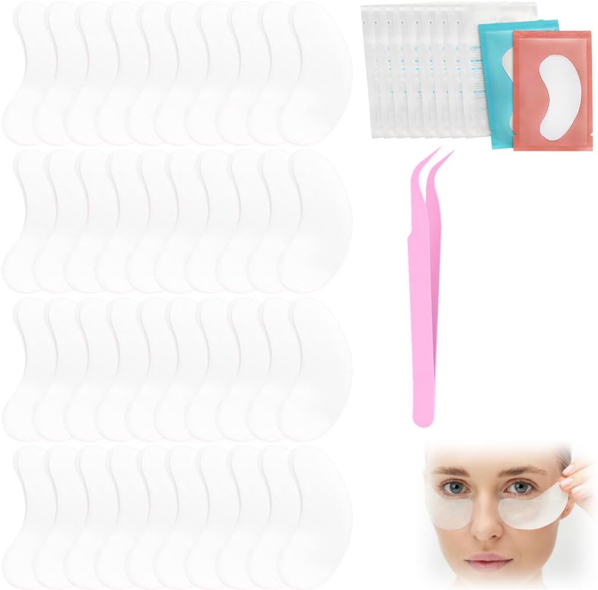 SnelShoppen - 50 paar lintvrije gel oogpads voor wimperextensions, ideaal voor verven en lamineren, collagen materiaal, professioneel gebruik