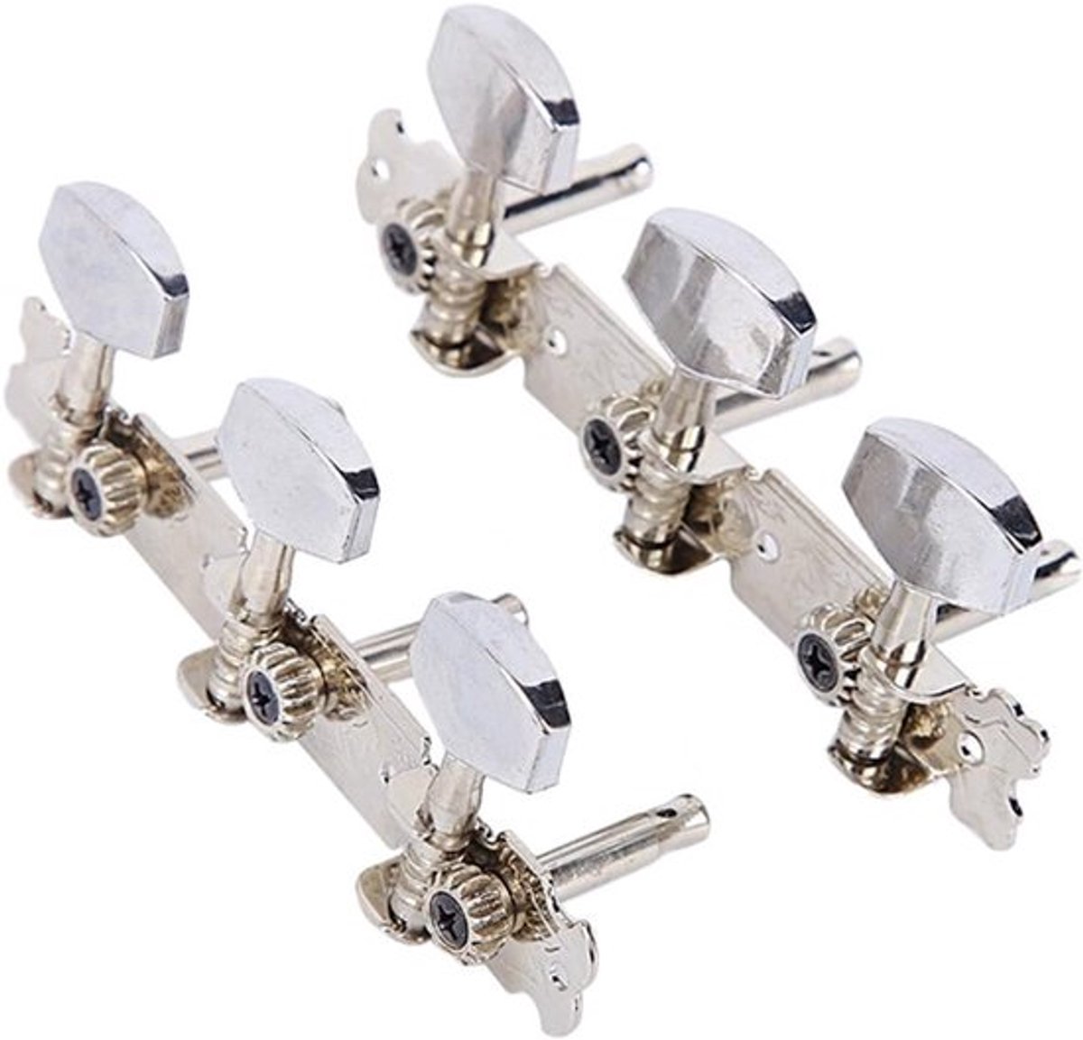 Set van 1 Paar Akoestische Stemmechanieken voor Gitaar, Ukulele en Klassieke Gitaren - Zilver, Precisie Stemmen en Duurzaam Gebruik