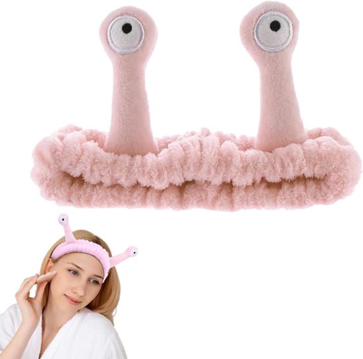 Schattige elastische hoofdband voor gezichtsreiniging en make-up, fleece in koraalrood voor vrouwen en meisjes