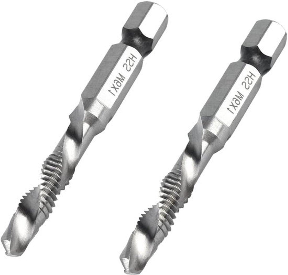 M6 Draadboor en Draadsnijder, Hoogwaardige Hex Bit voor Staal, Aluminium en IJzer, Set van 2