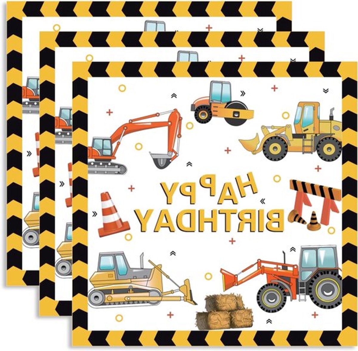 Feestelijke papieren servetten voor kinderjarigen - 20 stuks - Digger thema, verjaardag, decoratie