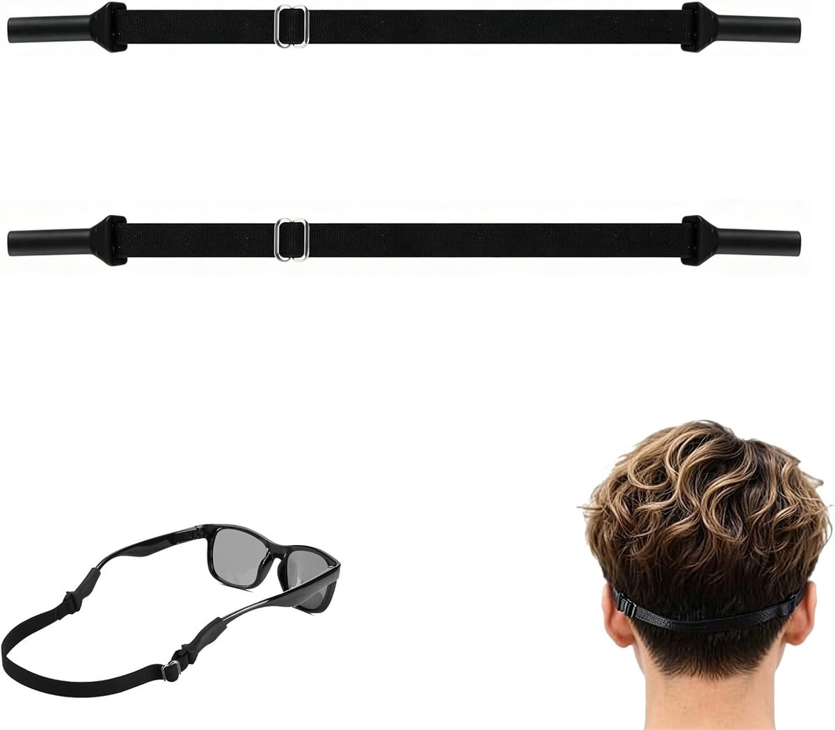 Verstelbare brillenkoord - 2 stuks zwart - antislip - comfortabel voor sport en dagelijks gebruik - SnelShoppen