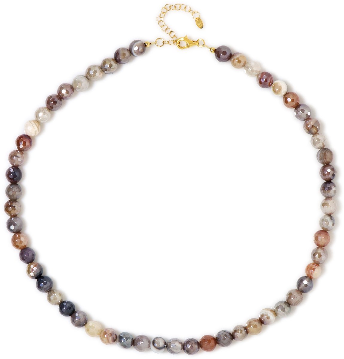 Cavill - Maansteen Ketting - 925 Sterling Zilver Verguld - 157.6 ct - Ronde Gefacetteerde Kralen - Elegante Zilveren Damesketting