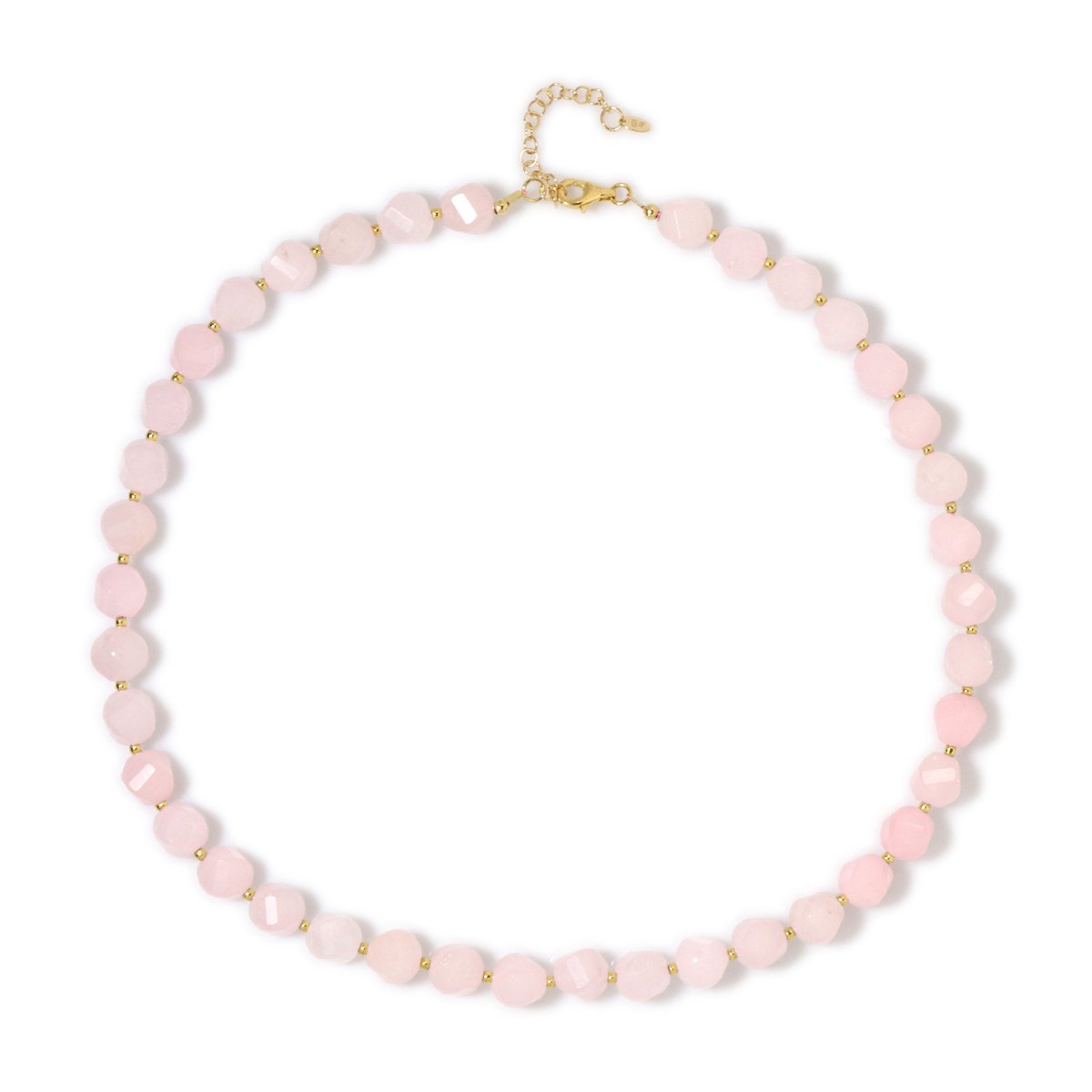 Cavill - Halsketting 925 Sterling Zilver Verguld - Braziliaanse Rozenkwarts 191,11 ct - Gouden Hematiet - Verstelbare Damesketting Roze