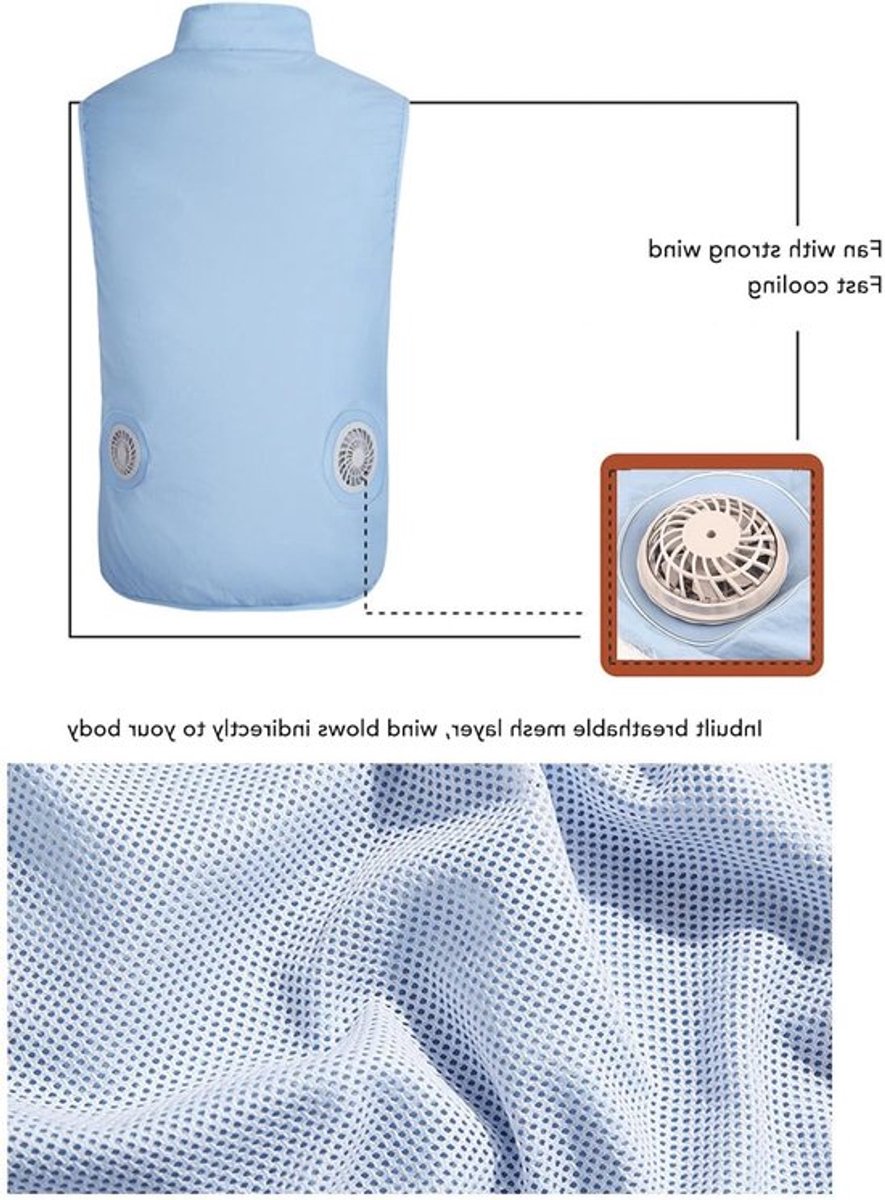 Verstelbaar Zomer Koelvest zonder Mouwen - Ademend Mesh Airconditioning Kleding voor Hardlopen, Fietsen en Vissen (L)