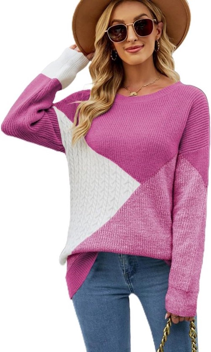 Lange Mouwen Dames Tops in Contrasterende Kleuren, Casual Sweaters en Comfortabele Sweatshirts voor Herfst en Winter