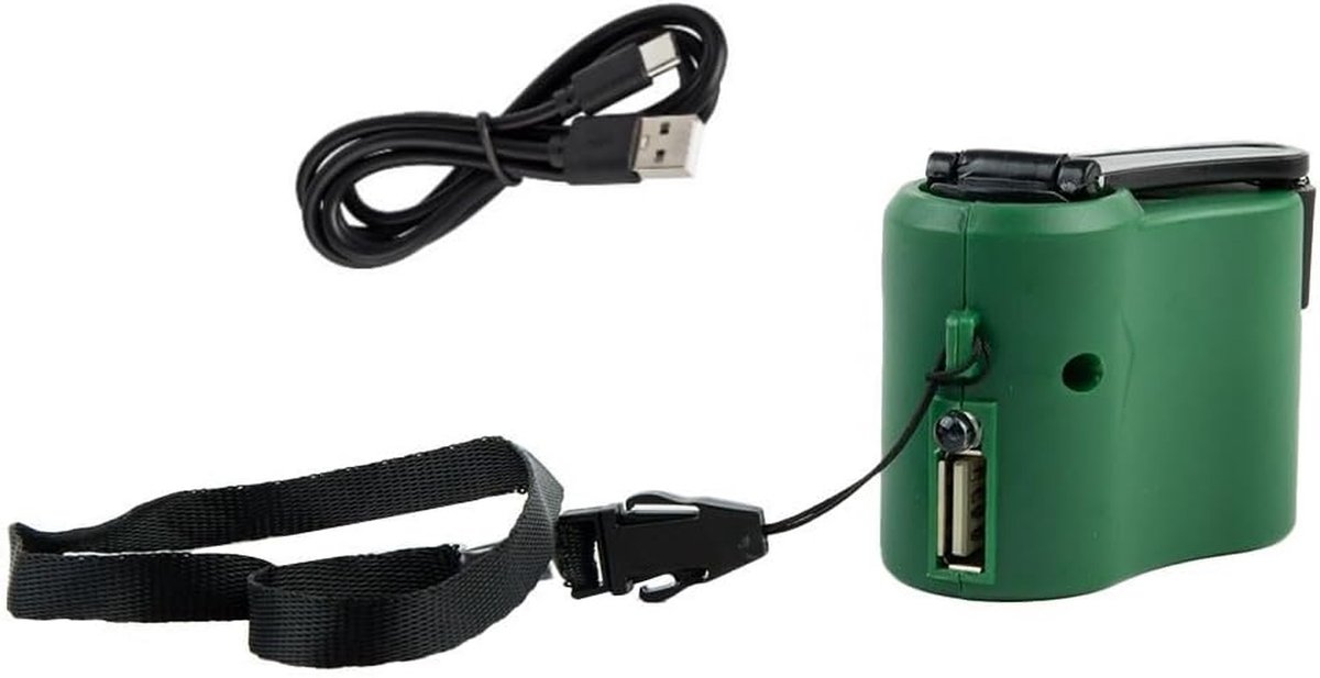USB Oplaadgenerator - Hand Crank Charger - Noodstroomvoorziening - Mechanische Energie Conversie - 7 x 5 x 2 cm - Groen