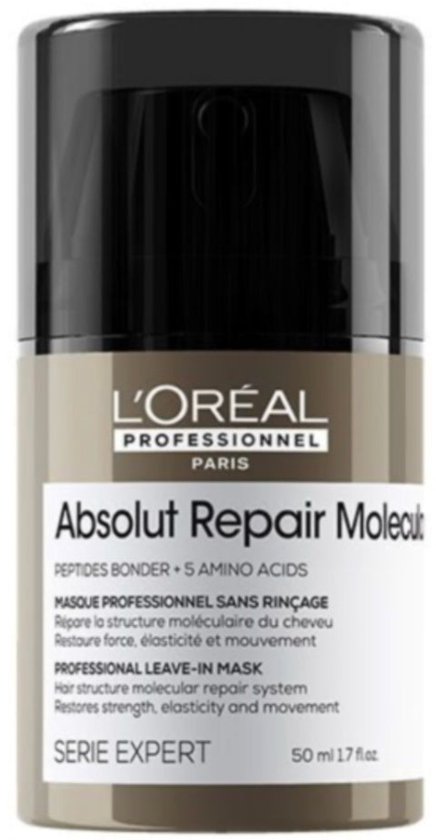 L'Oréal Professionnel Absolut Repair Masque Moléculaire sans rinçage, avec peptides et acides aminés, 50ml.