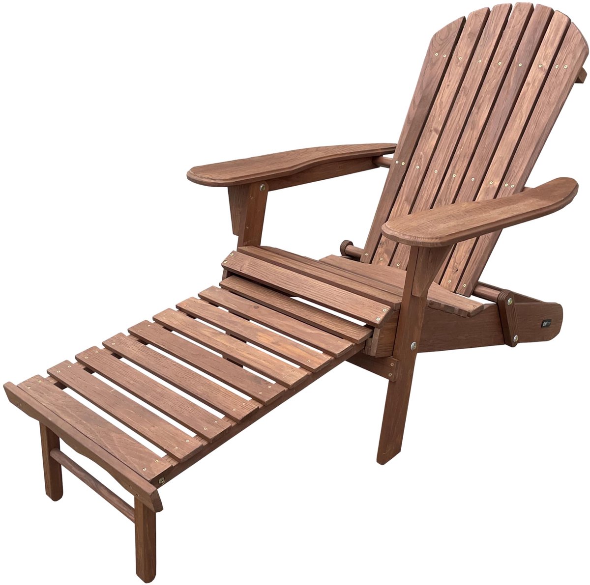 Famanu – Opklapbare Adirondackstoel met voetenbank, gemaakt van 100% hemlockhout, voor 1 persoon, met armleuningen en hoge rugleuning, afmetingen 147 x 78,5 x 89 cm