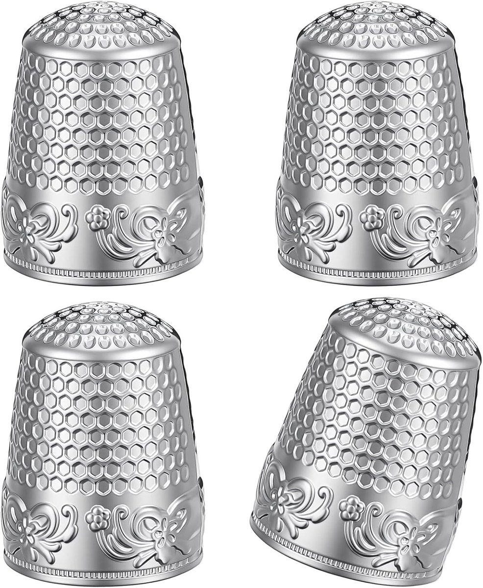 4-delige set metalen vingerbeschermers voor naaien, quilten en handwerken - zilveren duimvingerbeschermers