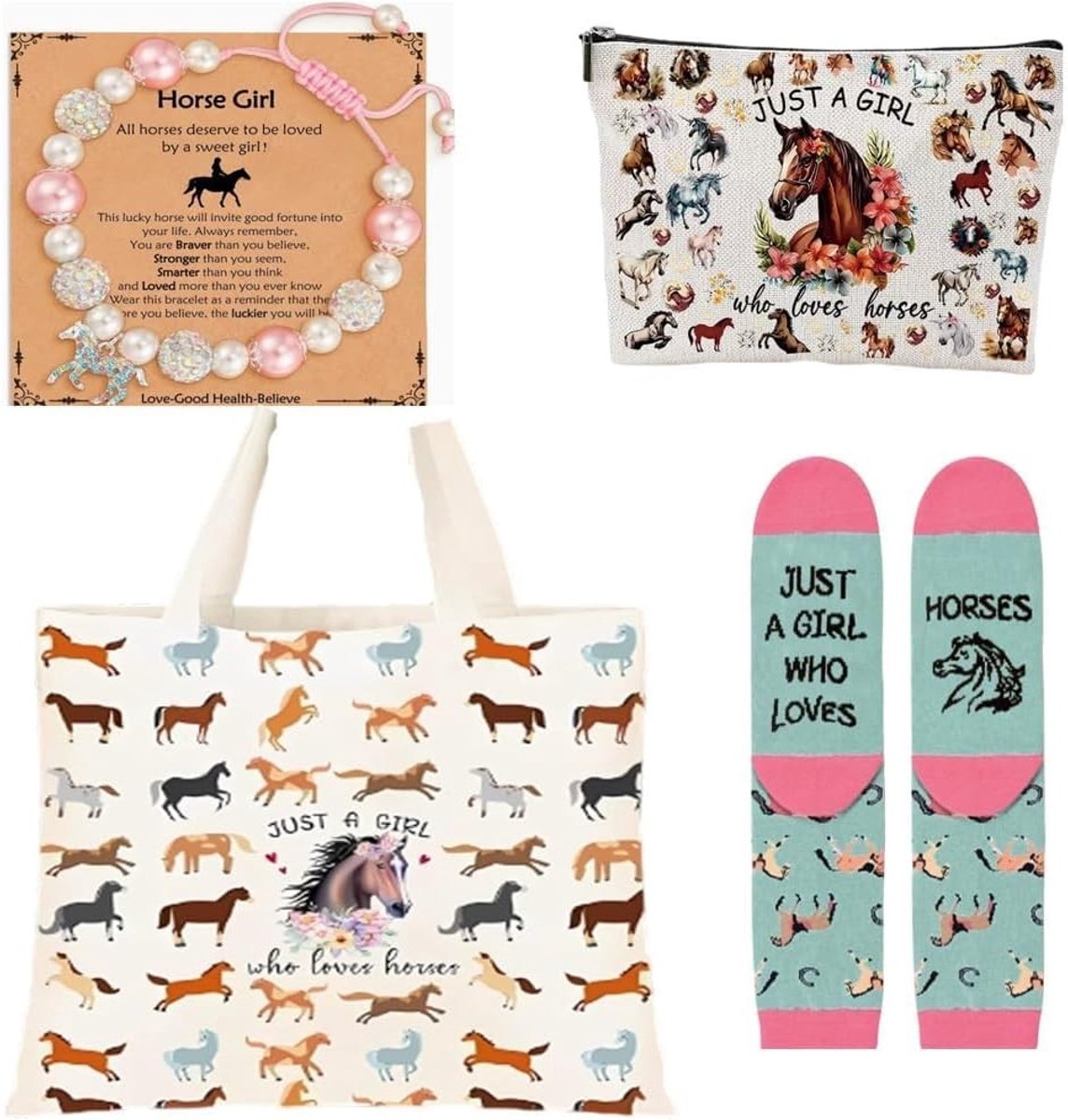Cadeauset - Roze - 39 x 34 cm - Canvas Tote Tas met Make-up Tasje, Sokken & Armband - Voor Vrouwen en Meisjes