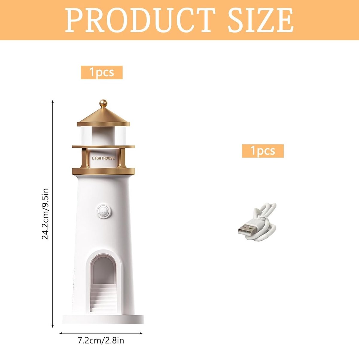 Decoratieve Vuurtoren - Inductie - Creatieve Ledlamp met Automatische Sensor - Voor Slaapkamer en Woonkamer