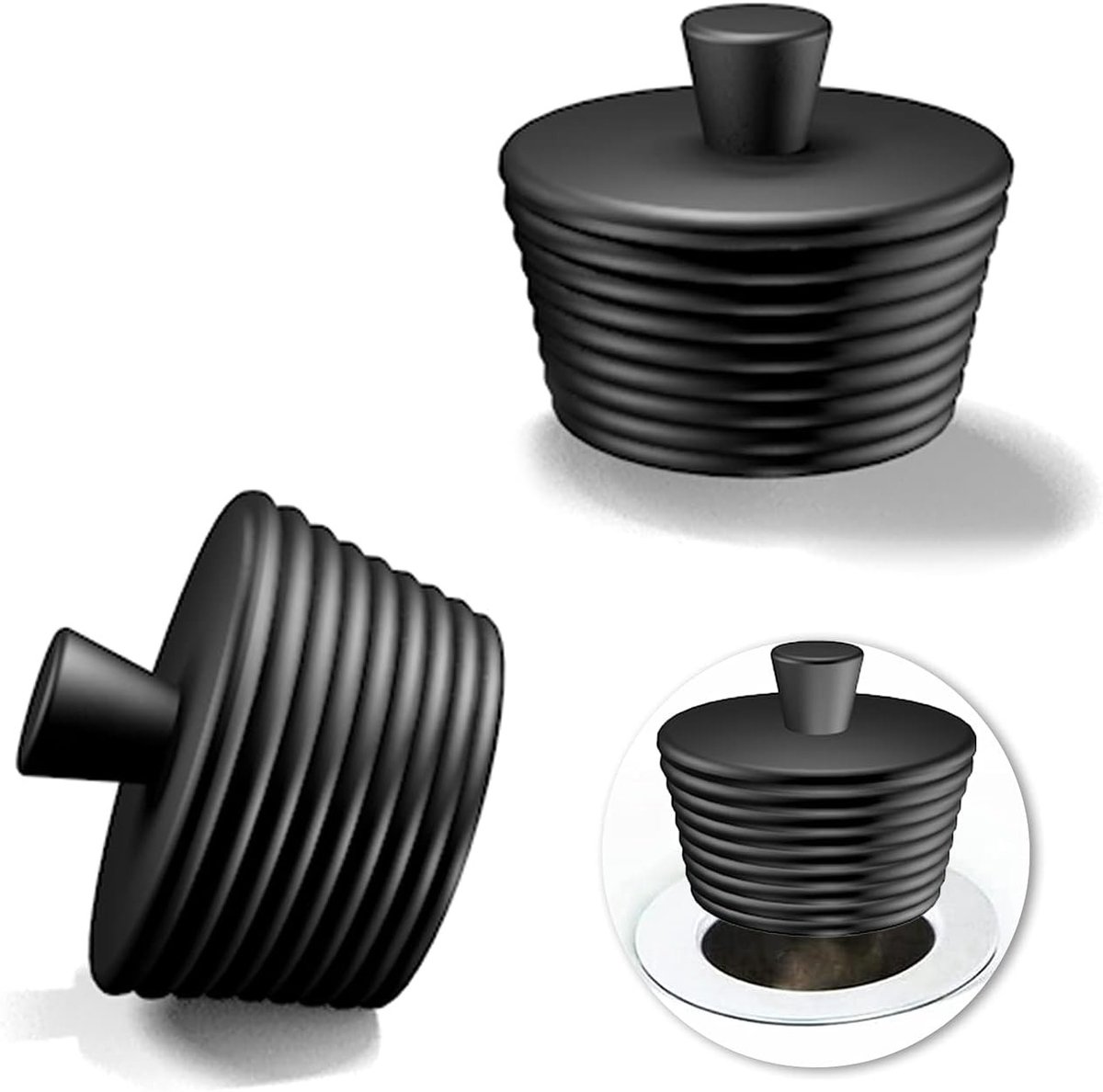 Afvoerstop - Zwart - 4,5 cm - Siliconen - Voor Wastafels en Keukens
