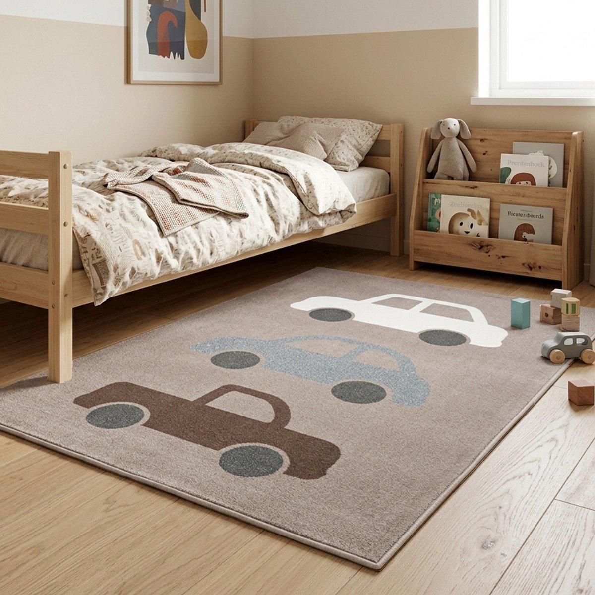 Little Olly Kinderkamer vloerkleed - Bowie Auto Taupe - 120x170cm
