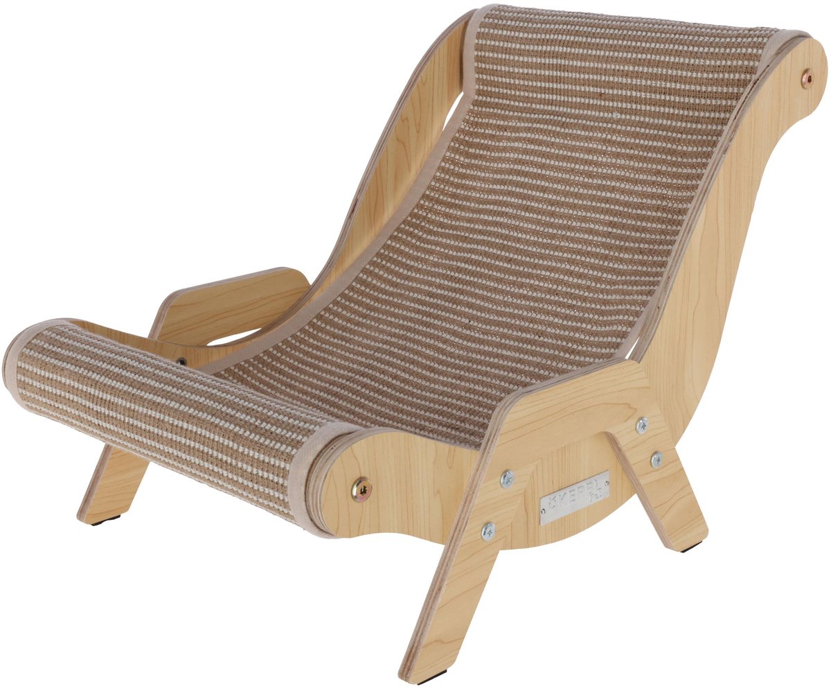 Famanu – Kattenligstoel van 52x37x37 cm, bruin, houten kattenmand voor katten