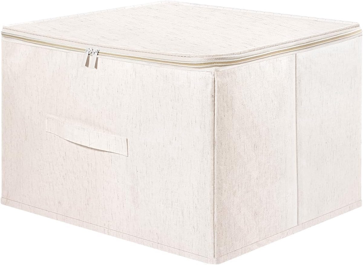 Famanu – Stoffen opbergdoos van 41 liter met deksel, opbergmand met ritssluiting, ideaal voor garderobe en opslag, 45 x 35 x 26 cm