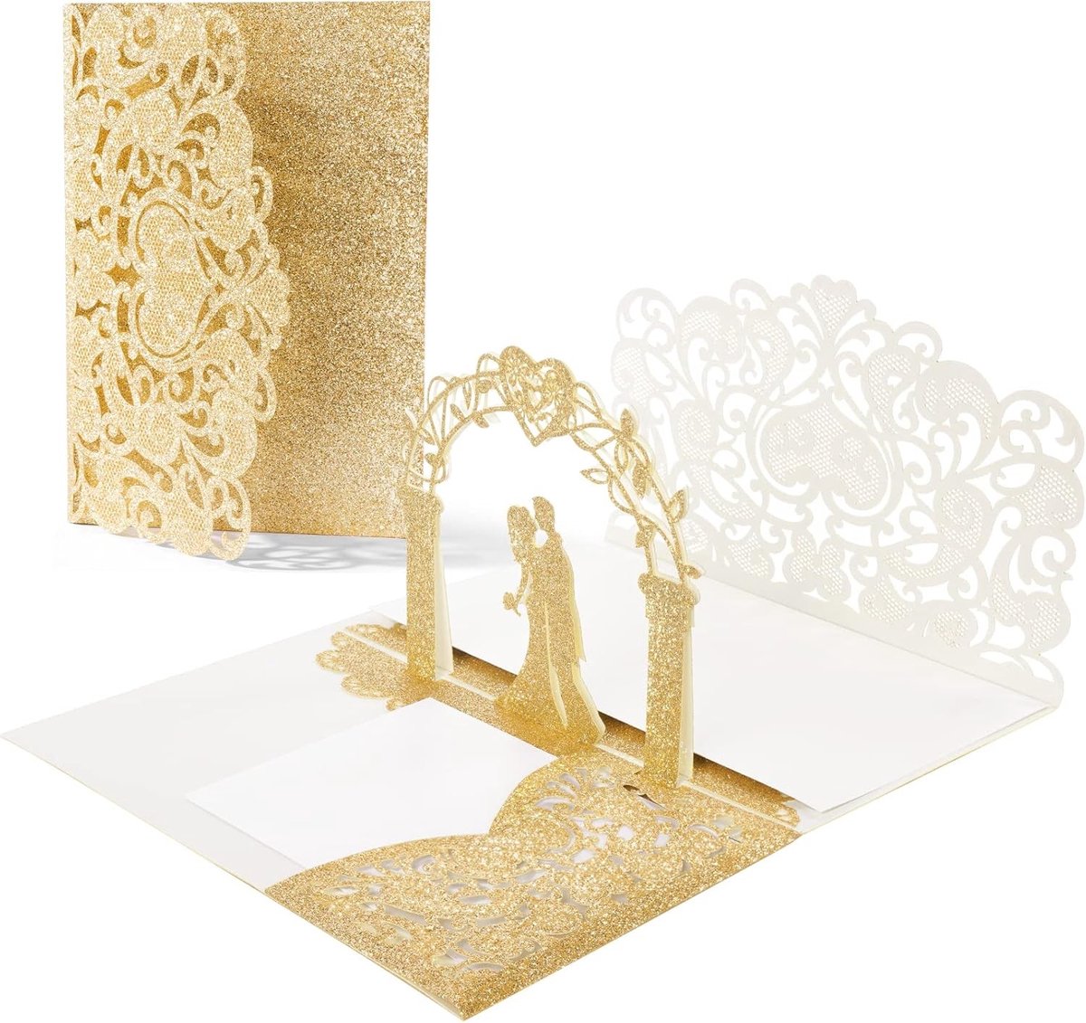 Pop-up Wenskaart voor Bruiloft met Envelop, Unieke 3D Kaart voor Verjaardag, Valentijnsdag en Jubileum
