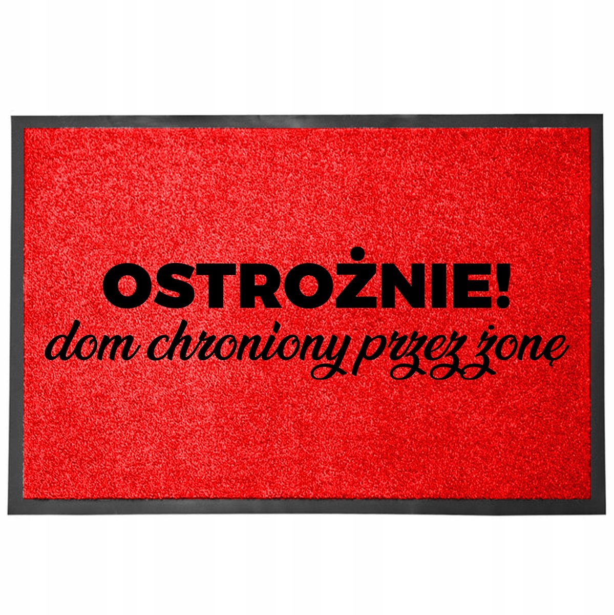 Deurmat "Huis Beschermd Door Vrouw" 40x60cm Rood