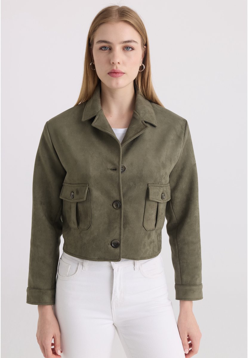 Felix Hardy Imitatie Suede Jas Dames Khaki - L