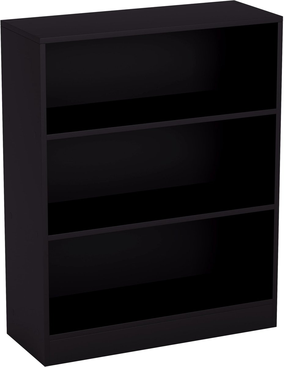 Famanu – Moderne boekenkast met 3 lagen, ruimtebesparend opbergmeubel voor woonkamer, slaapkamer of kantoor, vrijstaand design, H75xW60xD24cm, zwart