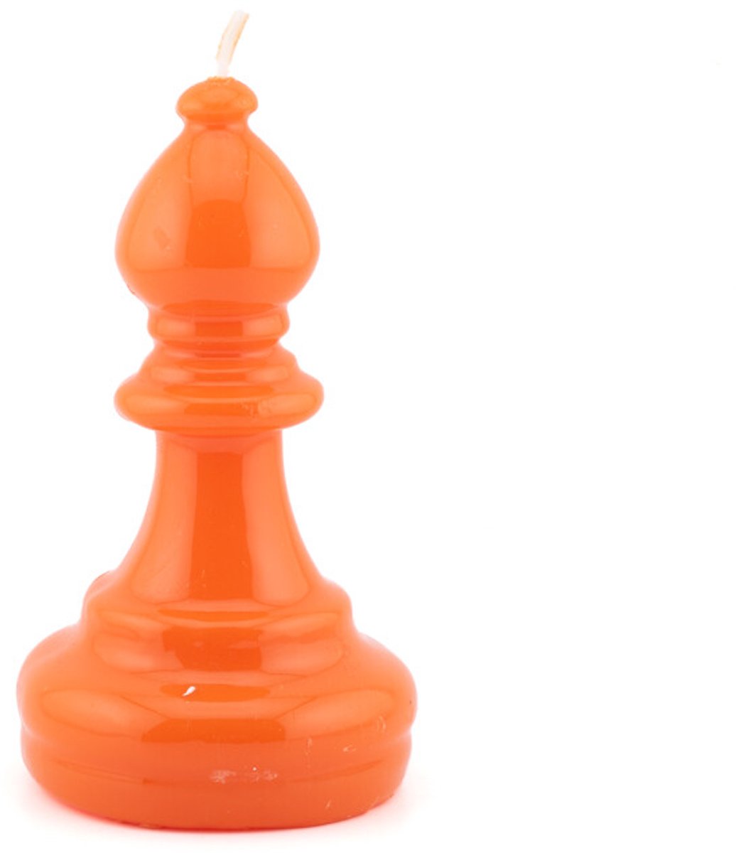 Kaars schaakstuk loper oranje