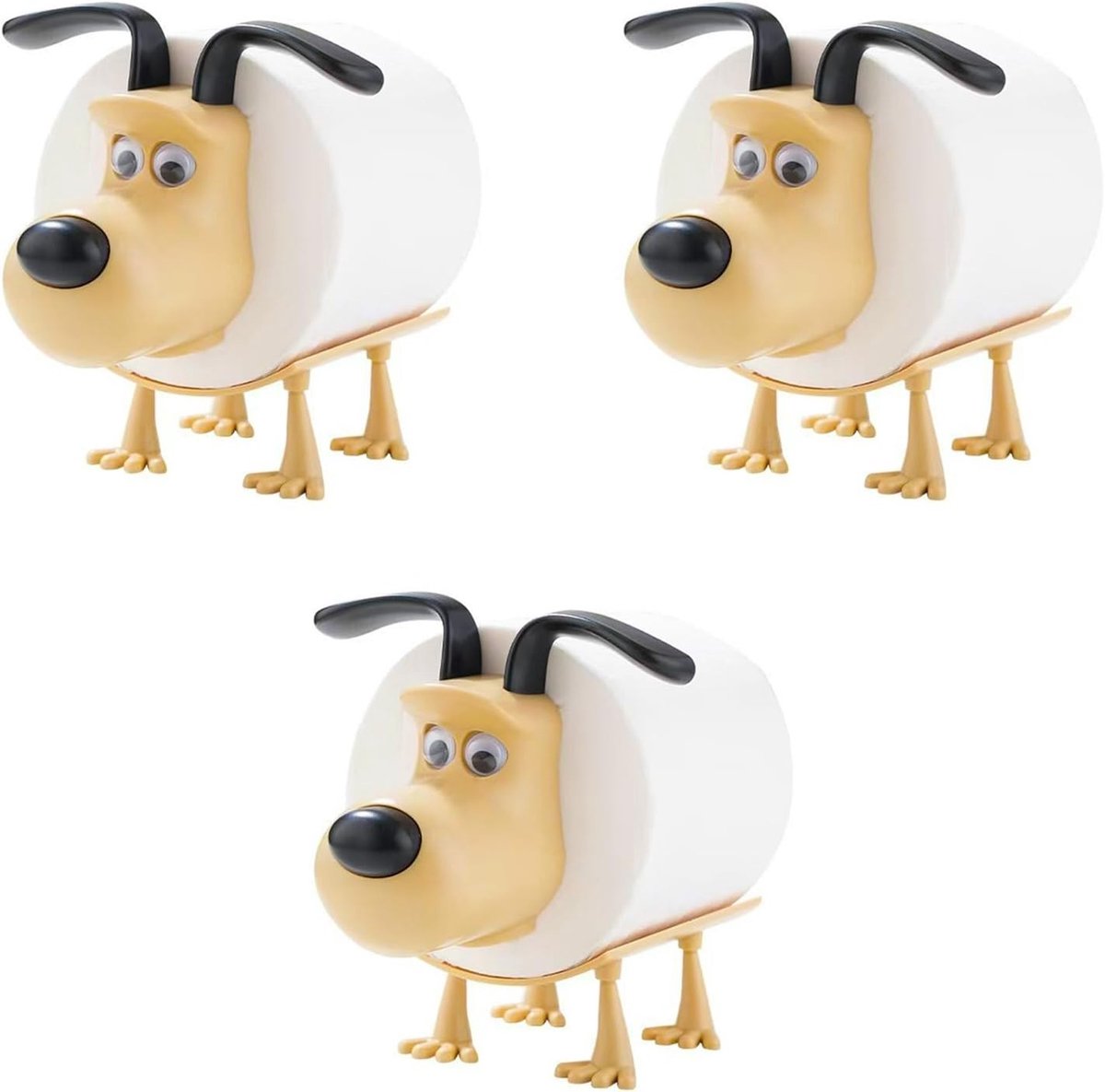 Set van 3 Hilarische Toiletpapierhouders met Puppy Voet, Decoratieve Opslag voor Badkamer en Woonkamer