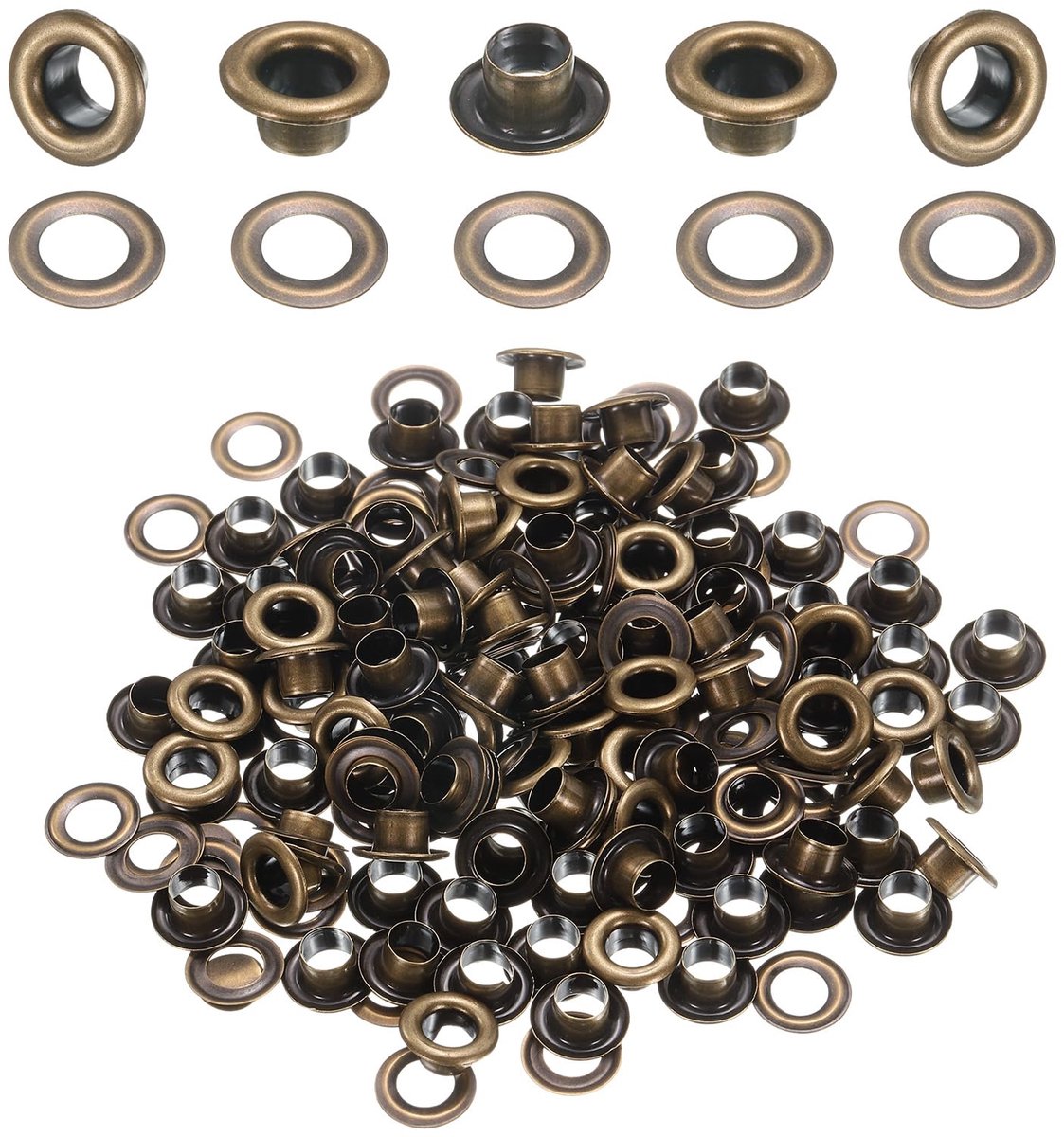 QUARKZMAN 100stuks 4mm Messing Ogen Metalen Oogjes met Ringen Bruin - ShopVlot