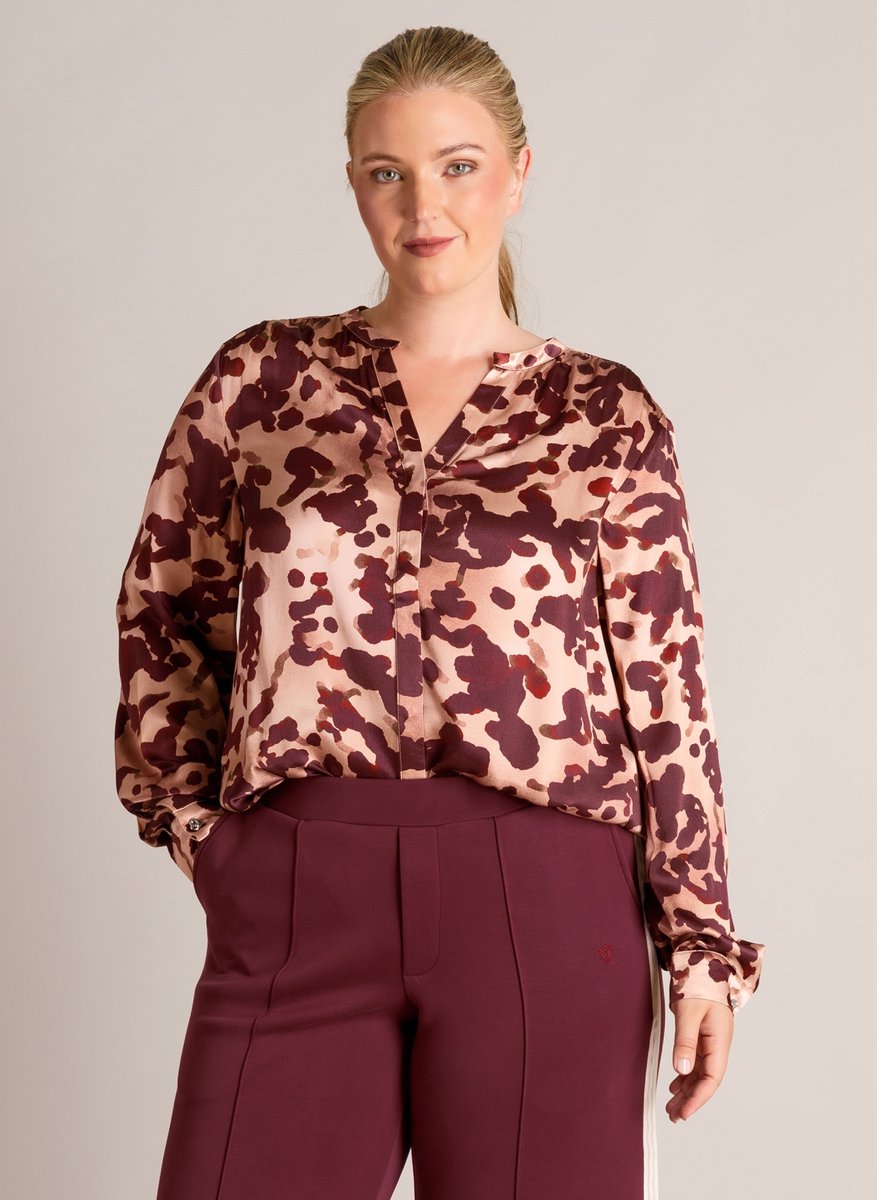 YEST CURVE Tarin Blouses - Wine Red/Multi Colou - maat 4(54/56)