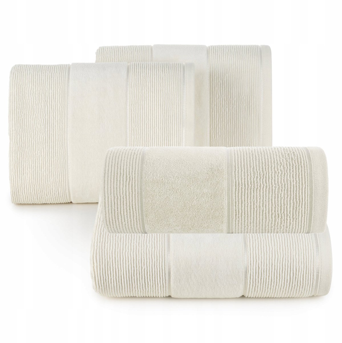 Set van 4 Zachte Katoenen Badhanddoeken - Crème