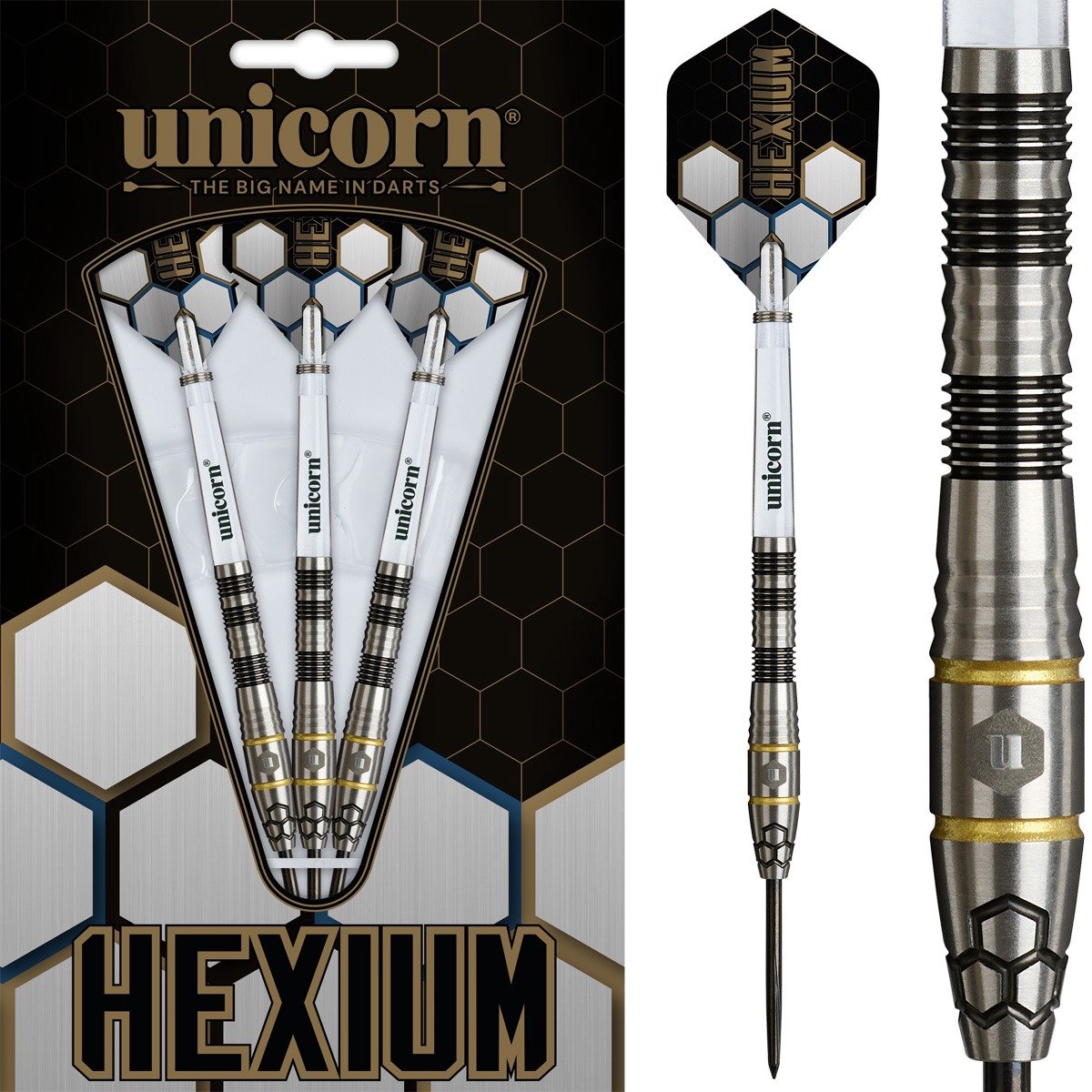 Unicorn Hexium 1 Black Gold 90% - Dartpijlen