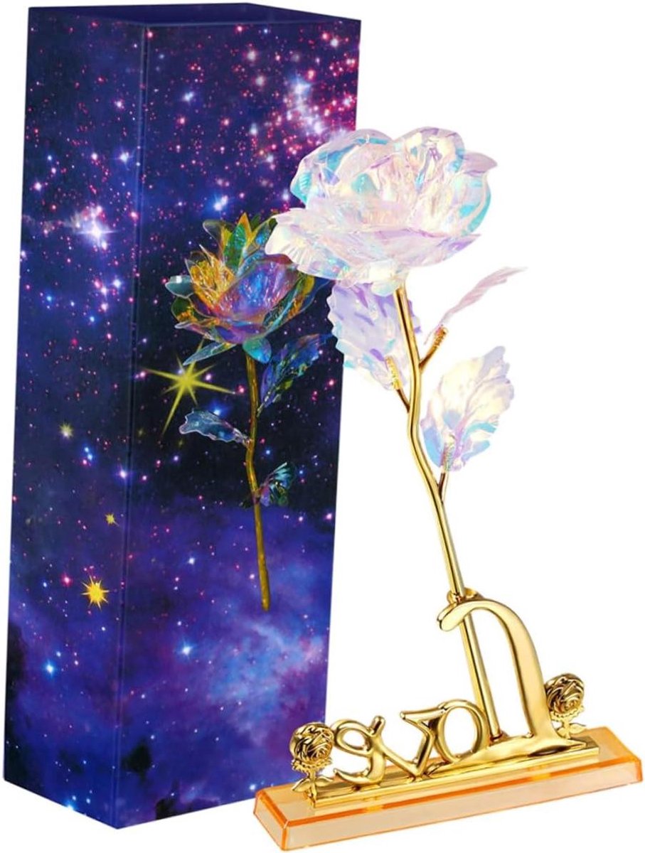 Decoratieve Roos - Eeuwige Bloem - Romantische Sfeer - Gouden Folie - 25x13x8 cm - Goud