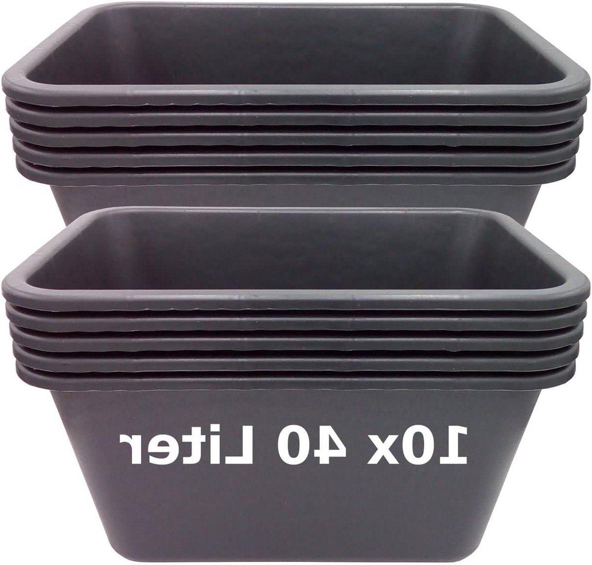 Mortelbakken Set - Bouwemmers - Bouwprojecten - Professionele Kwaliteit - 10 stuks 40 liter - Zwart