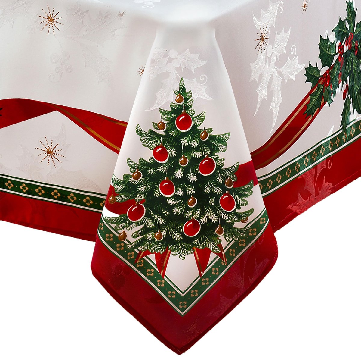 Famanu – Tafelkleed van stof voor de kerst, rechthoekig 152 x 304 cm, perfect voor vakantietafels en decoratie