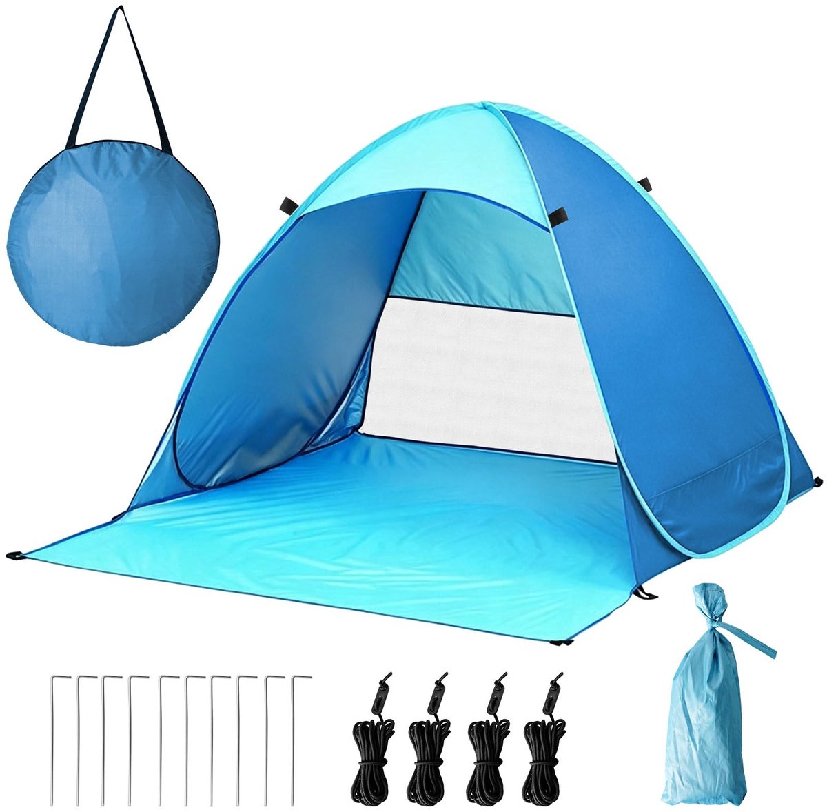 Famanu – Pop-up strandtent, 50+, windscherm voor strand, geschikt voor 1-3 personen