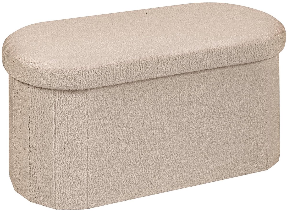 Famanu – Opvouwbare bank met opbergruimte, multifunctionele kist en voetensteun, ideaal voor hal, woonkamer en slaapkamer, beige, 76 cm