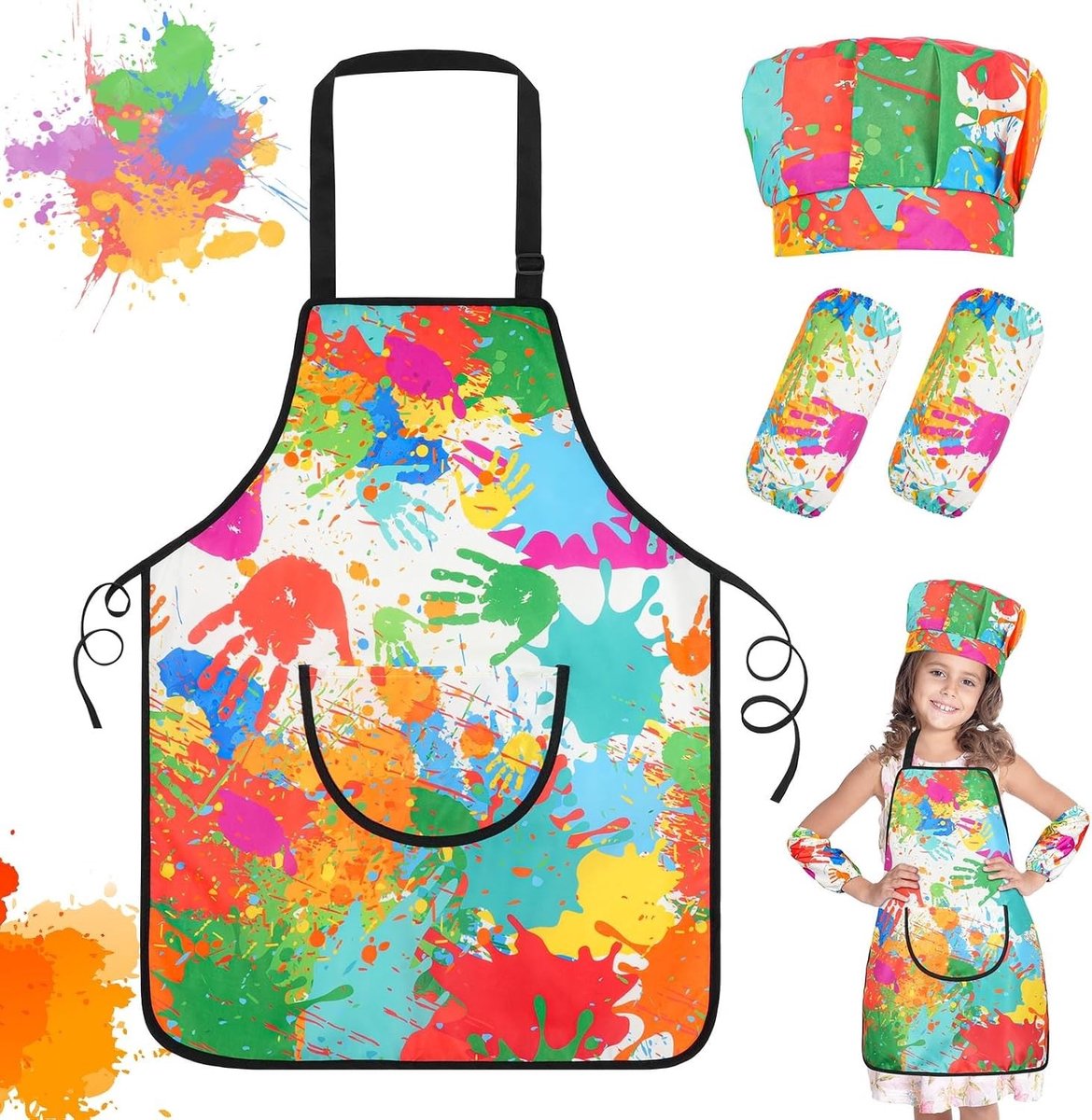 Waterdichte Graffiti Schorten voor Kinderen van 6-12 Jaar met Lange Mouwen en Zakjes voor Schilderen en Creatieve Activiteiten