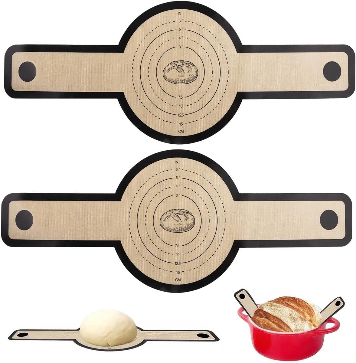 Siliconen Bakmat voor Brood en Deeg - Antikleef Bakmat voor Oven en Broodpan - Set van 2, Gemakkelijk Schoon te Maken en Ideaal voor Bakken