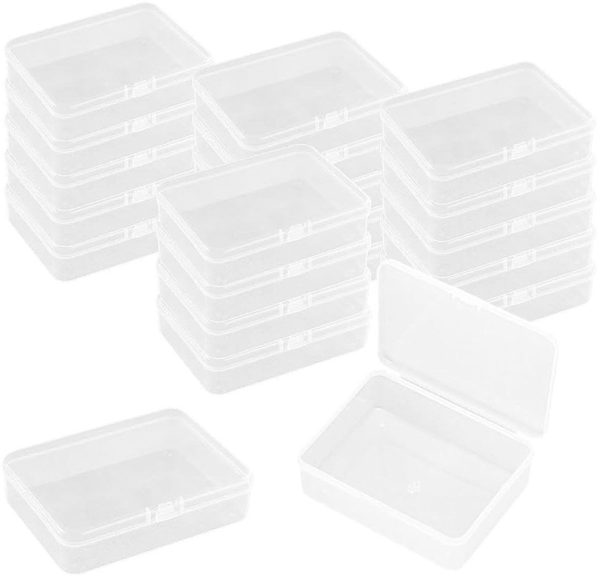 21-delige Plastic Dozen Organizer voor Kralen, Ambachten en Sieraden - Duidelijke Opbergdozen met Scharnierdeksel (65*46*20mm)