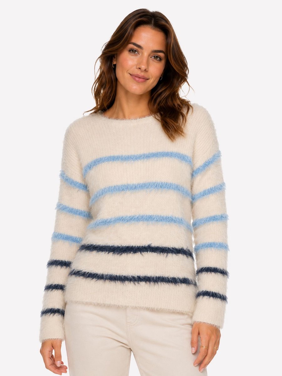 Fuzzy sweater & stripe