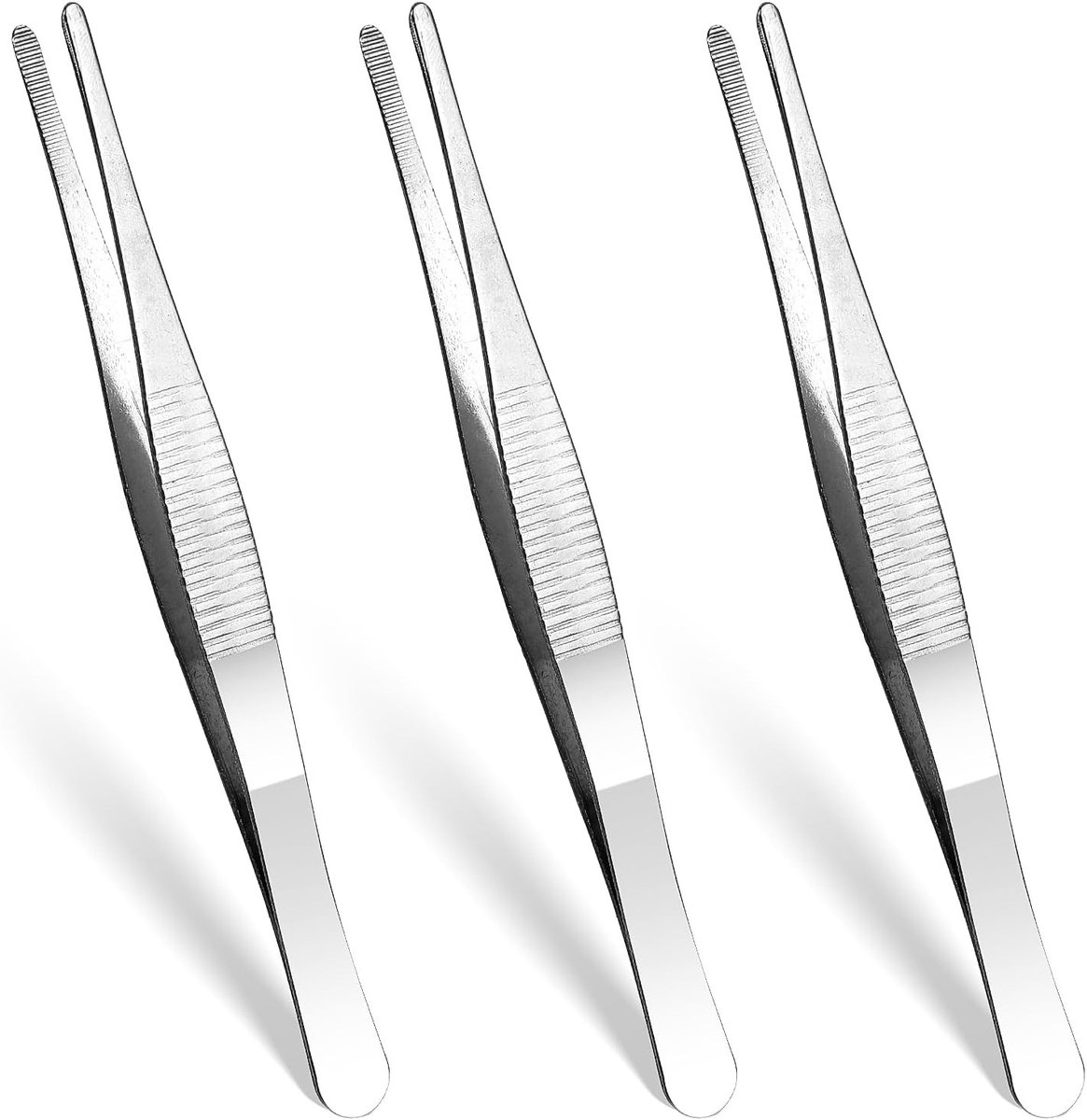 Pincetten Set - Zilver - Rechte Pincetten - Roestvrij Staal - Voor Sieraden en Doe-het-zelf