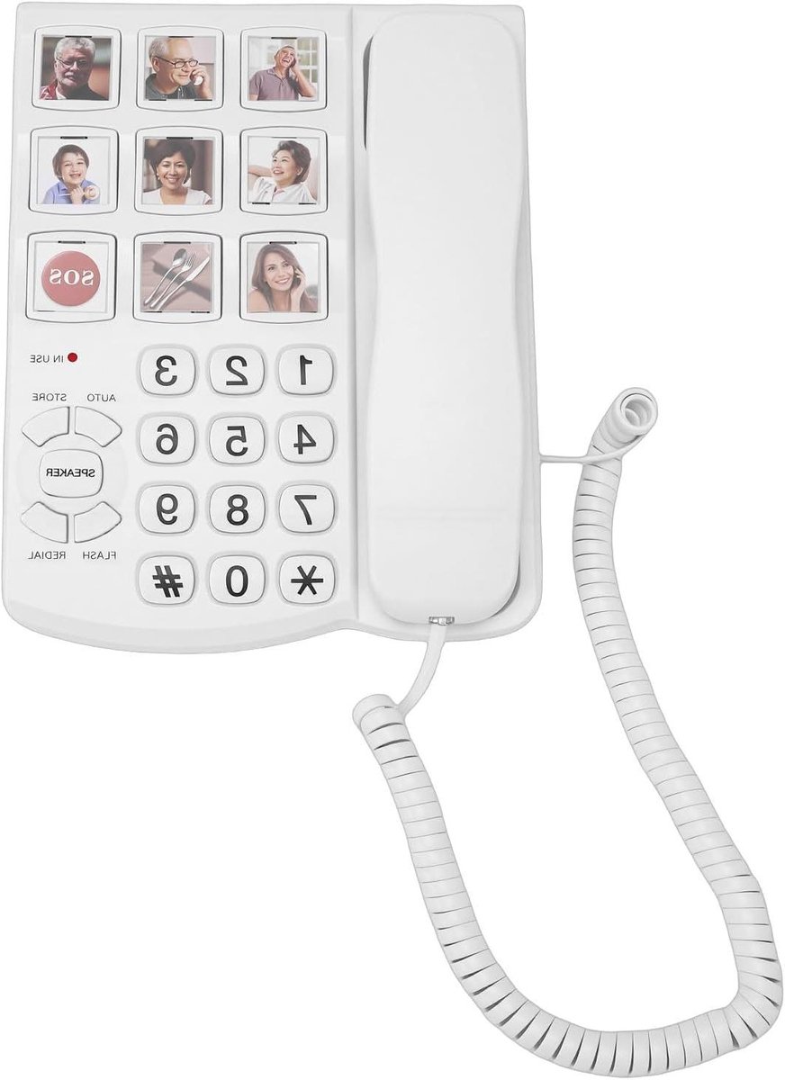 Vaste Telefoon - Senioren Telefoon - Eenvoudig Bellen - Grote Knoppen - 9 Sneltoetsen - Wit