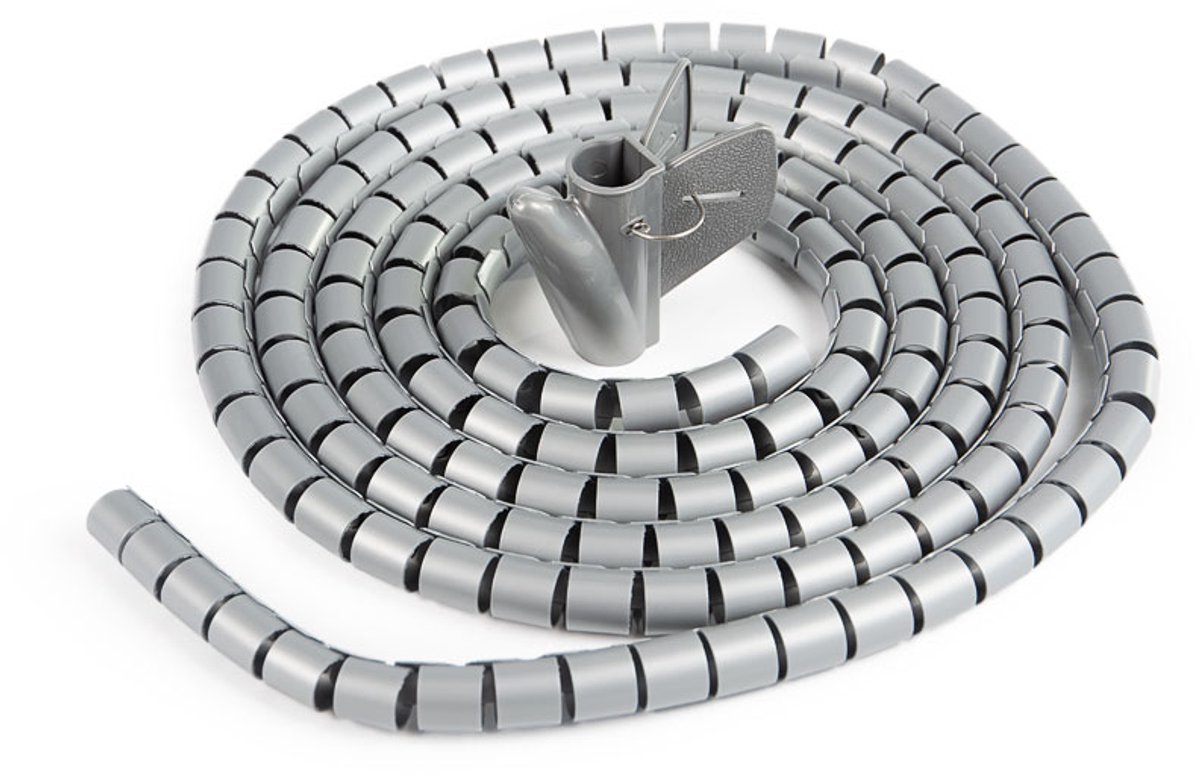 Rubbermagazijn - Kabelgeleider grijs - Spiraalband - Kabelslang - Cable sleeve - Lengte 3 meter - Diameter 15mm