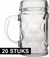 Oktoberfest - 20x Bierpullen/Bierglazen van 1 liter Oktoberfest bierglazen - Bierfeest bierglas 20 stuks