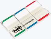Post-it® Index Strong, fond blanc, vert, bleu, rouge, 25,4 x 38 mm, 22 onglets / couleur / distributeur
