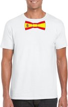 Wit t-shirt met Spanje vlag strikje heren M