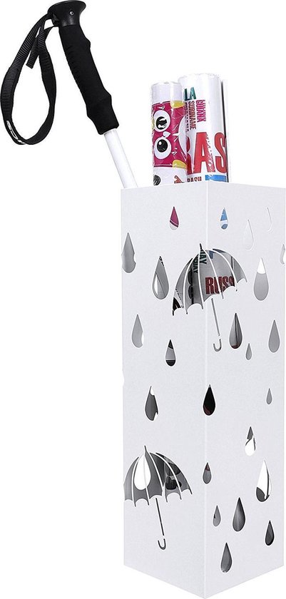 Parapluhouder - Metaal - Regenmotief - Wit