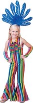 Funny Fashion - Hippie Kostuum - Ibiza Hippie Jumpsuit - Meisje - Multicolor - Maat 116 - Carnavalskleding - Verkleedkleding