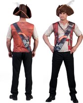 Funny Fashion - Piraat & Viking Kostuum - 3d-Shirt Piraat Man - Bruin - Maat 62 - Carnavalskleding - Verkleedkleding