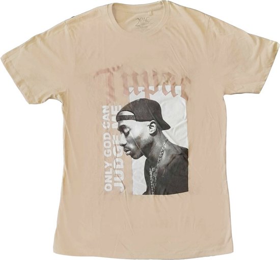 Tupac - Only God Heren T-shirt - 2XL - Beige