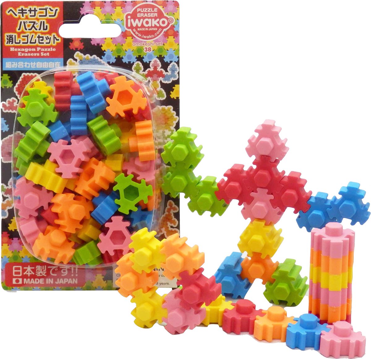 Iwako Blister Pack/Hexagon Puzzle (36 pcs)